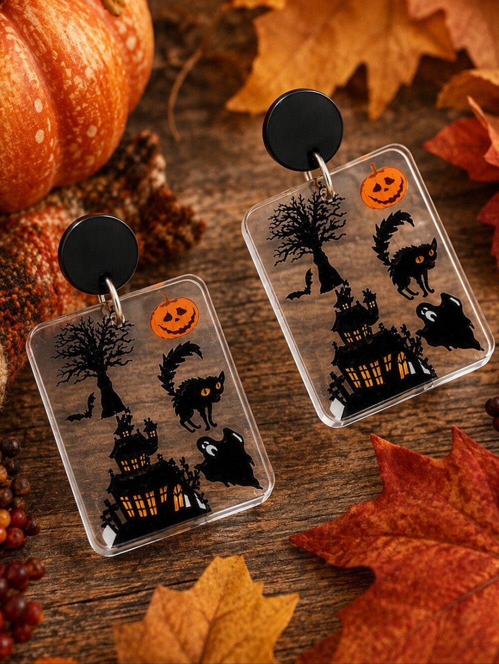 MODCLOTH EEK HALLOWEEN ACRYLIC EARRINGS - Picture 3 of 5